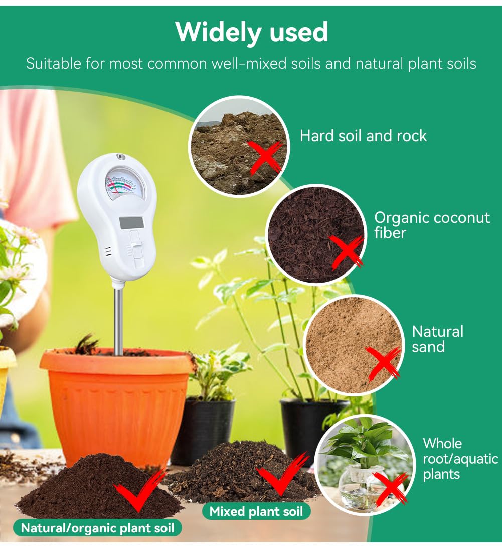 6-in-1 Digital Soil Tester for Plants & Gardens