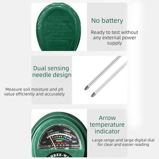 3-in-1 Analog Soil Tester for Plants & Gardens