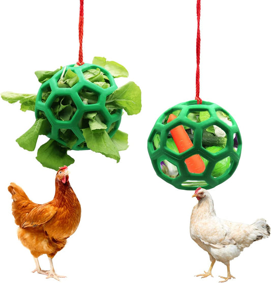 2 Pack Hanging Chicken Feeder Ball Toys