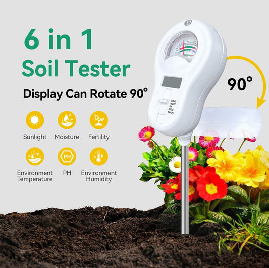 6-in-1 Digital Soil Tester for Plants & Gardens