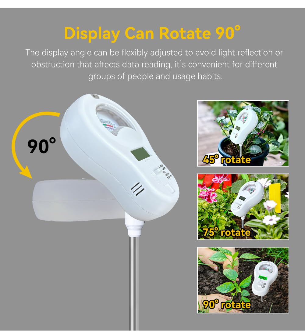 6-in-1 Digital Soil Tester for Plants & Gardens