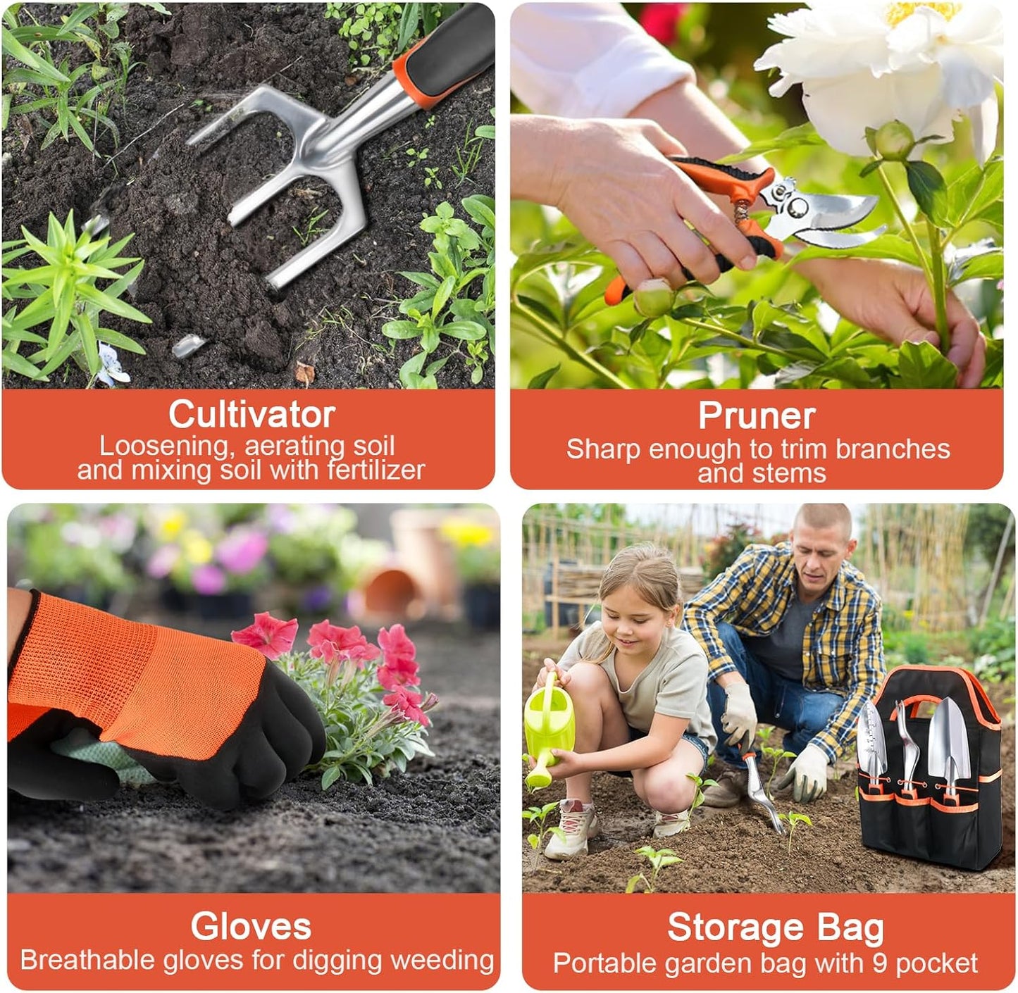 Complete Garden Tool Set with Bag & Gloves
