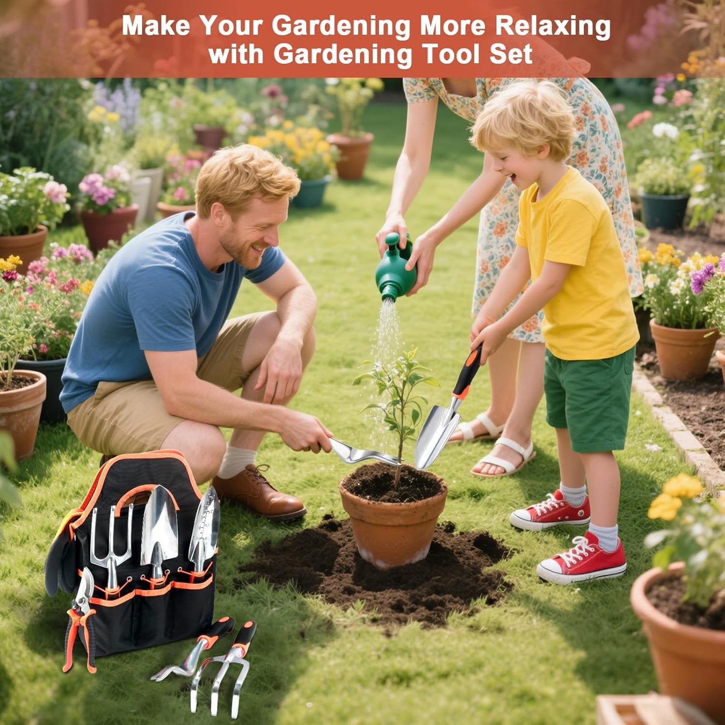 Complete Garden Tool Set with Bag & Gloves