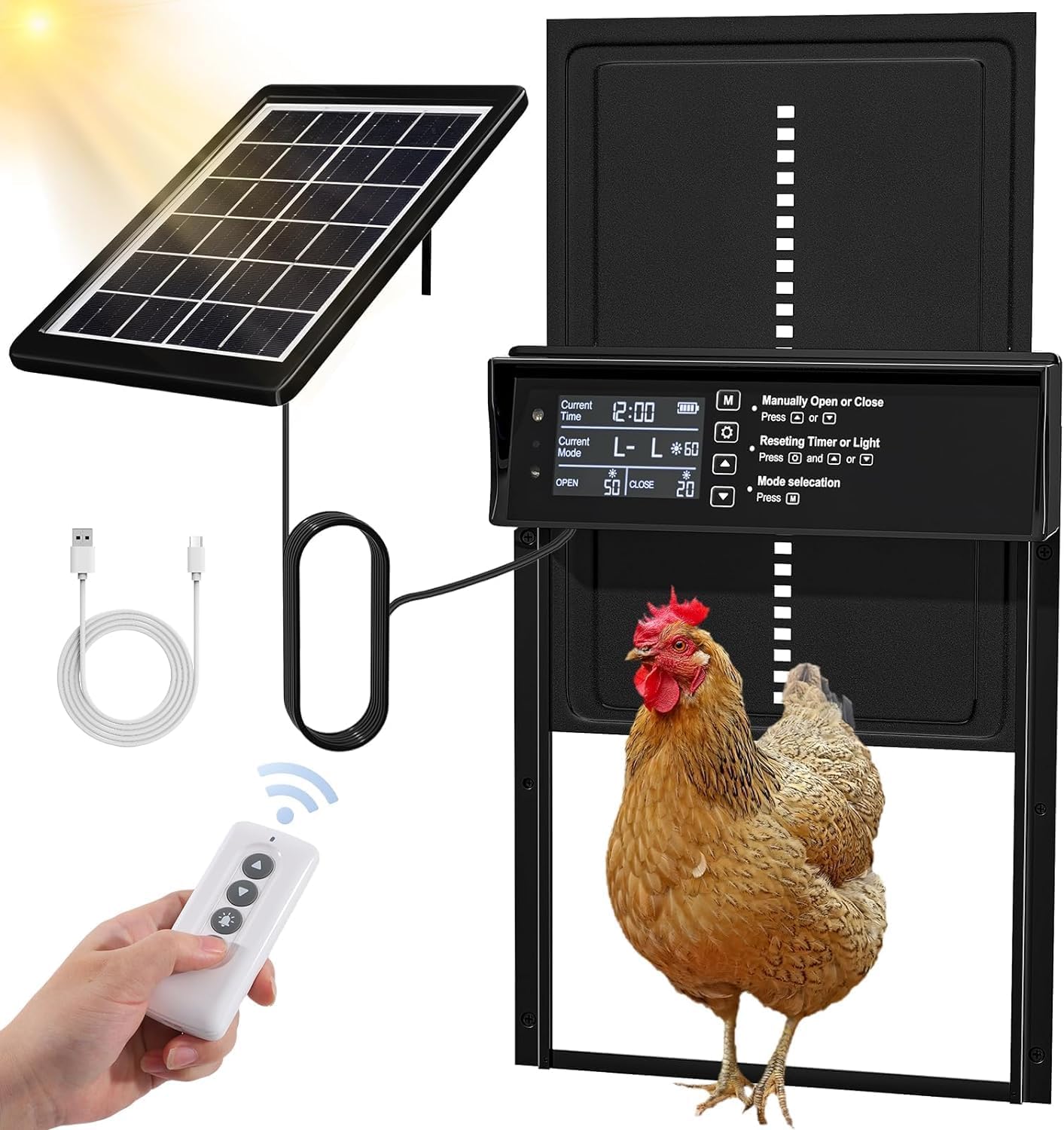 Solar Automatic Chicken Coop Door with Remote