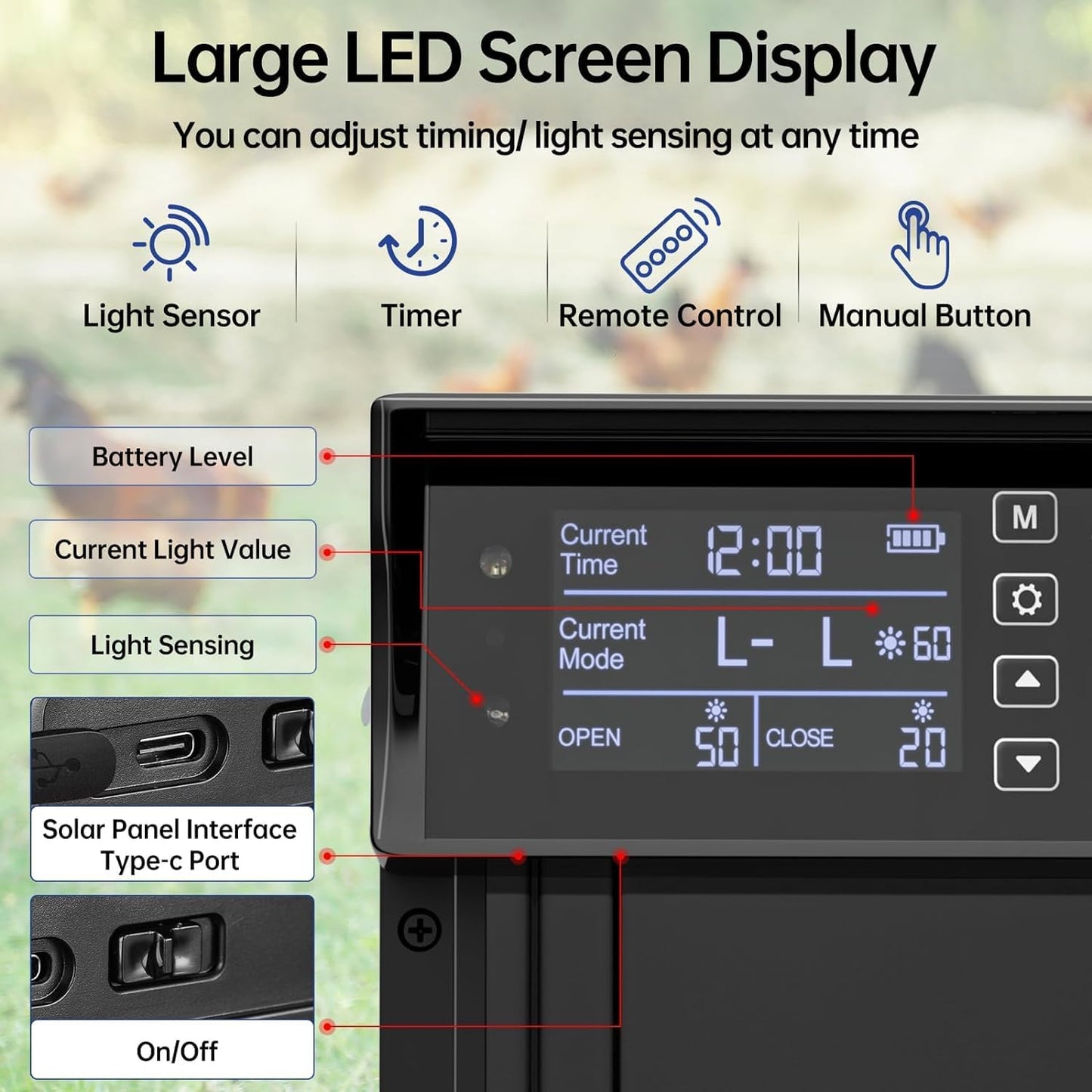 Solar Automatic Chicken Coop Door with Remote