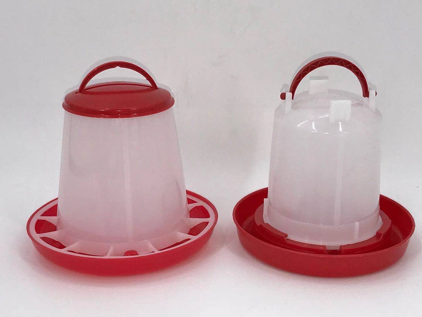 Compact chicken waterer and feeder set