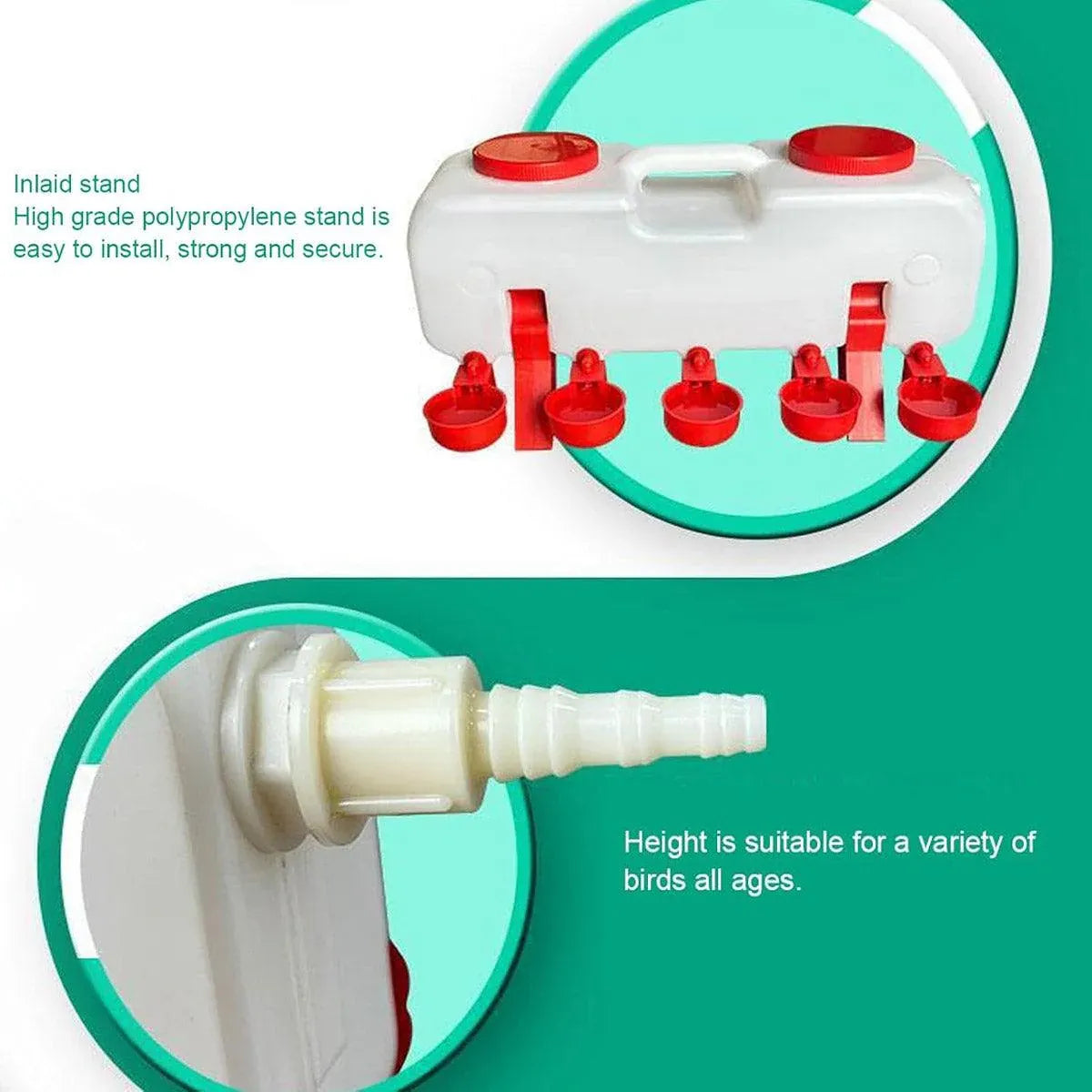 10L Automatic Poultry Waterer with 5 Cups