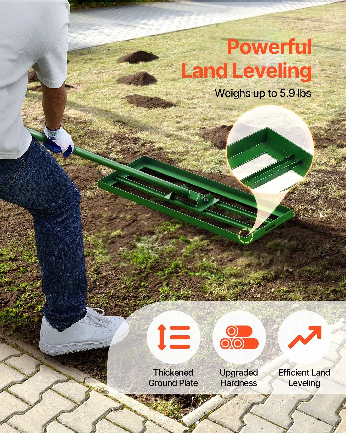 VEVOR Heavy Duty Lawn Leveling Rake 30 Inch