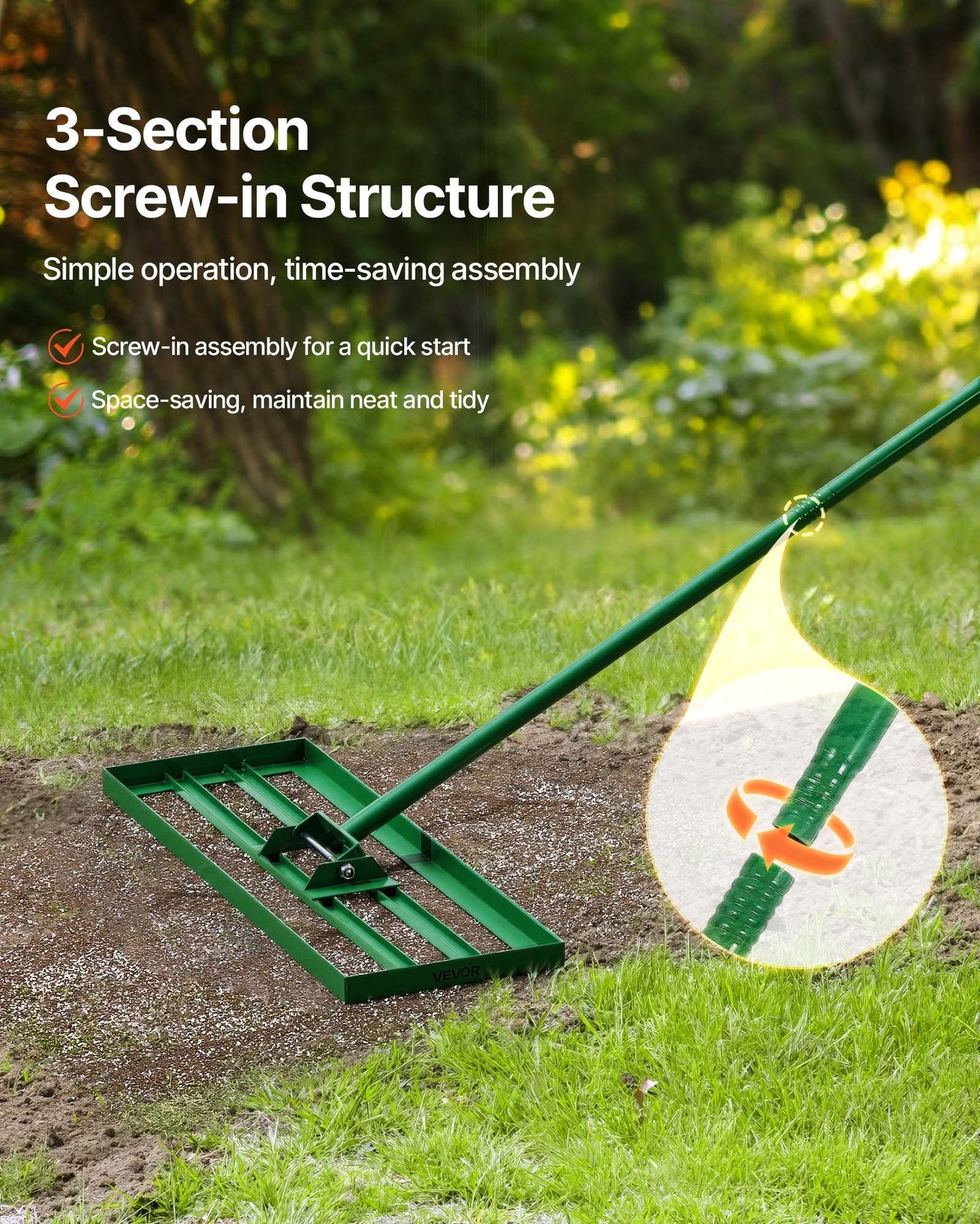 VEVOR Heavy Duty Lawn Leveling Rake 30 Inch