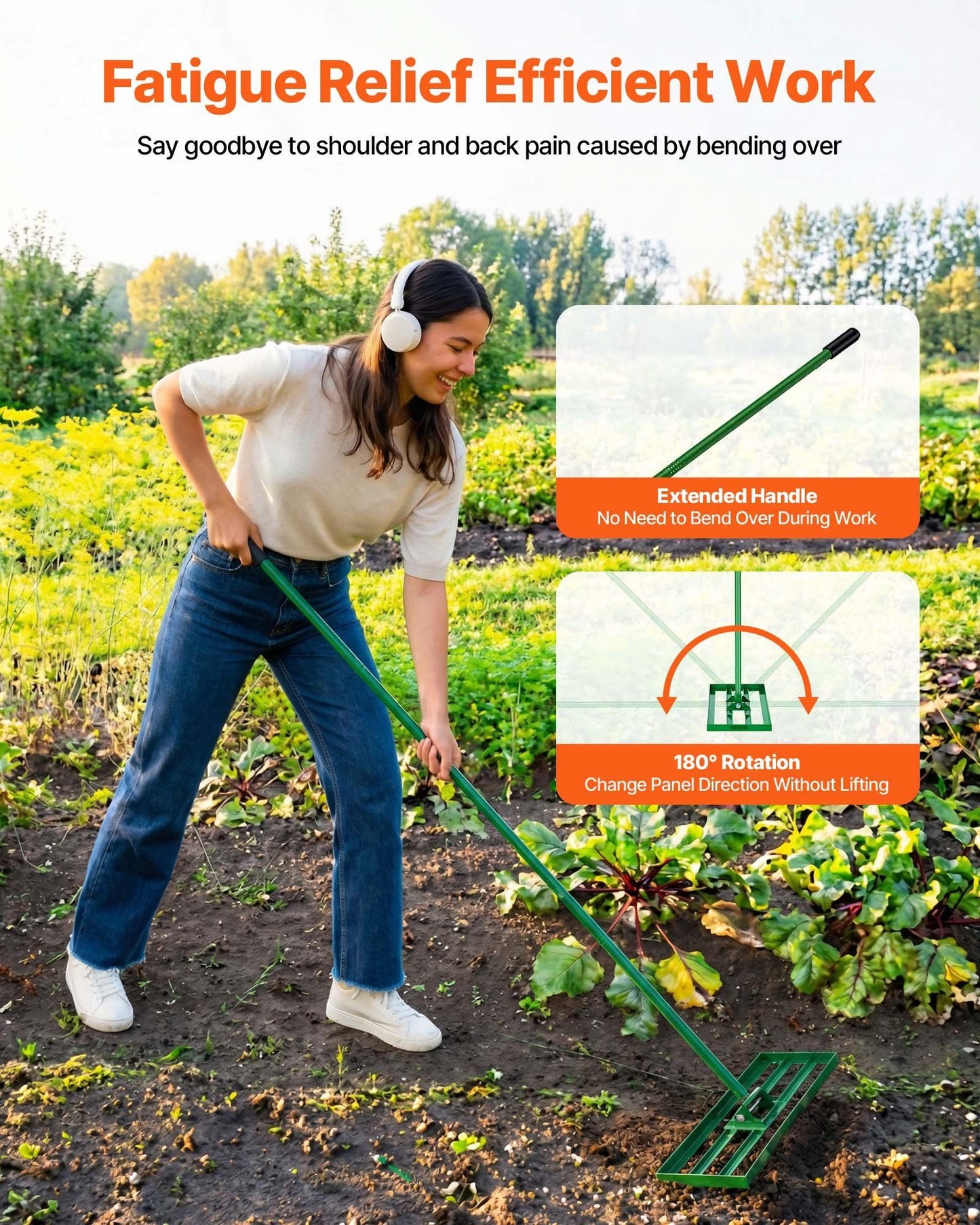 VEVOR Heavy Duty Lawn Leveling Rake 30 Inch