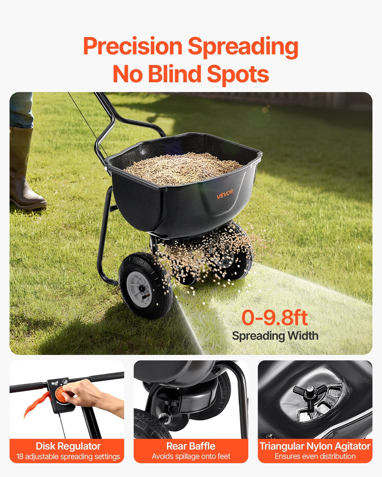 Heavy Duty Push Broadcast Spreader 60lb