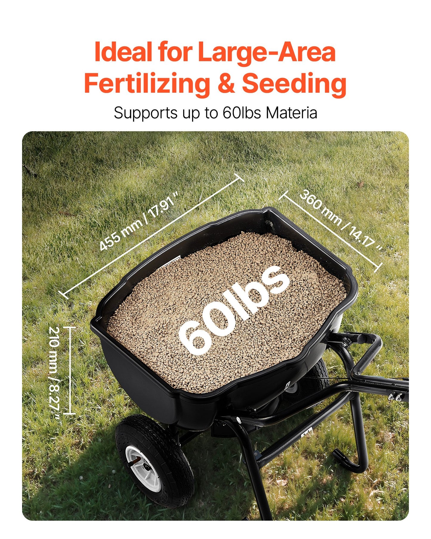 Heavy Duty Push Broadcast Spreader 60lb
