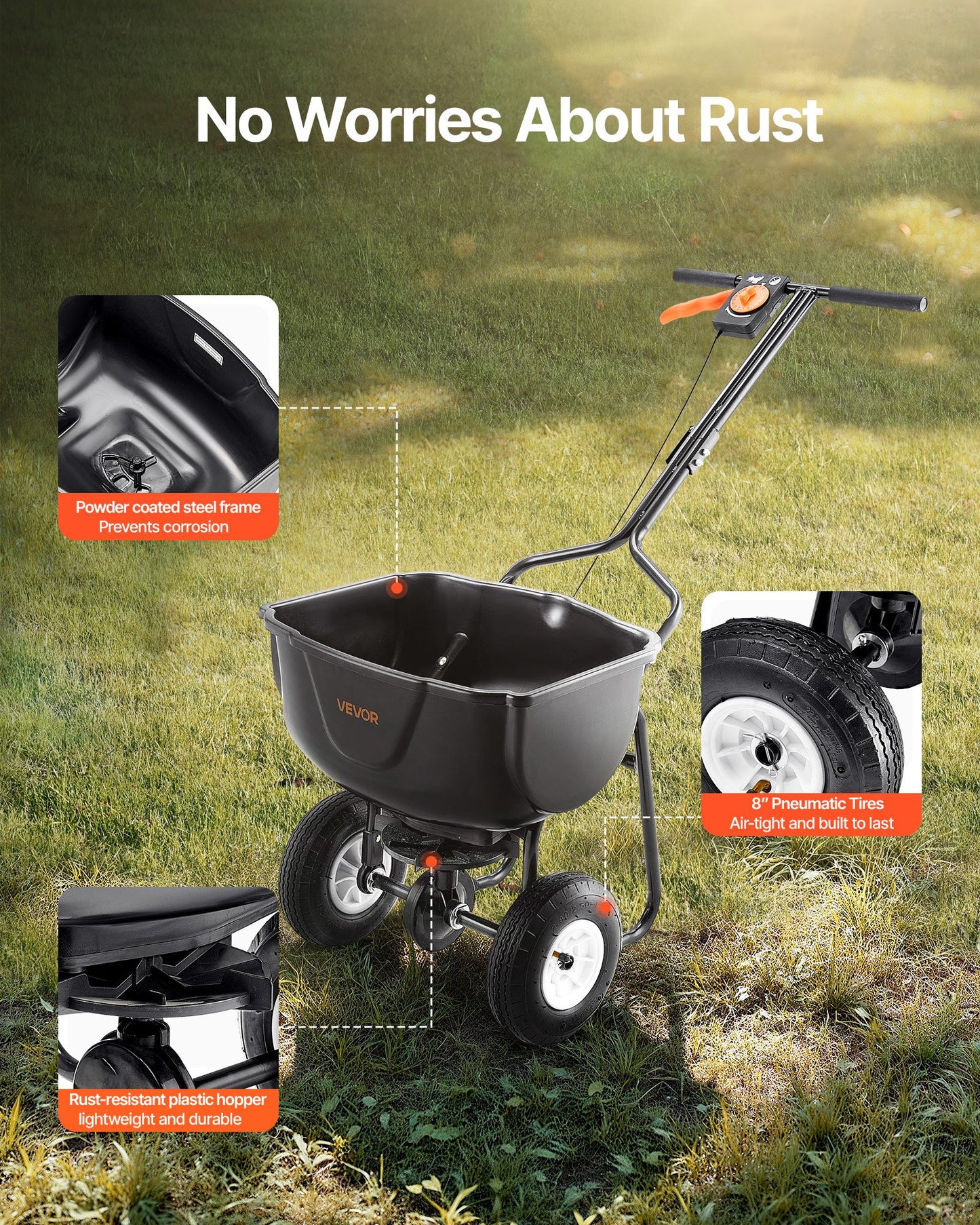 Heavy Duty Push Broadcast Spreader 60lb